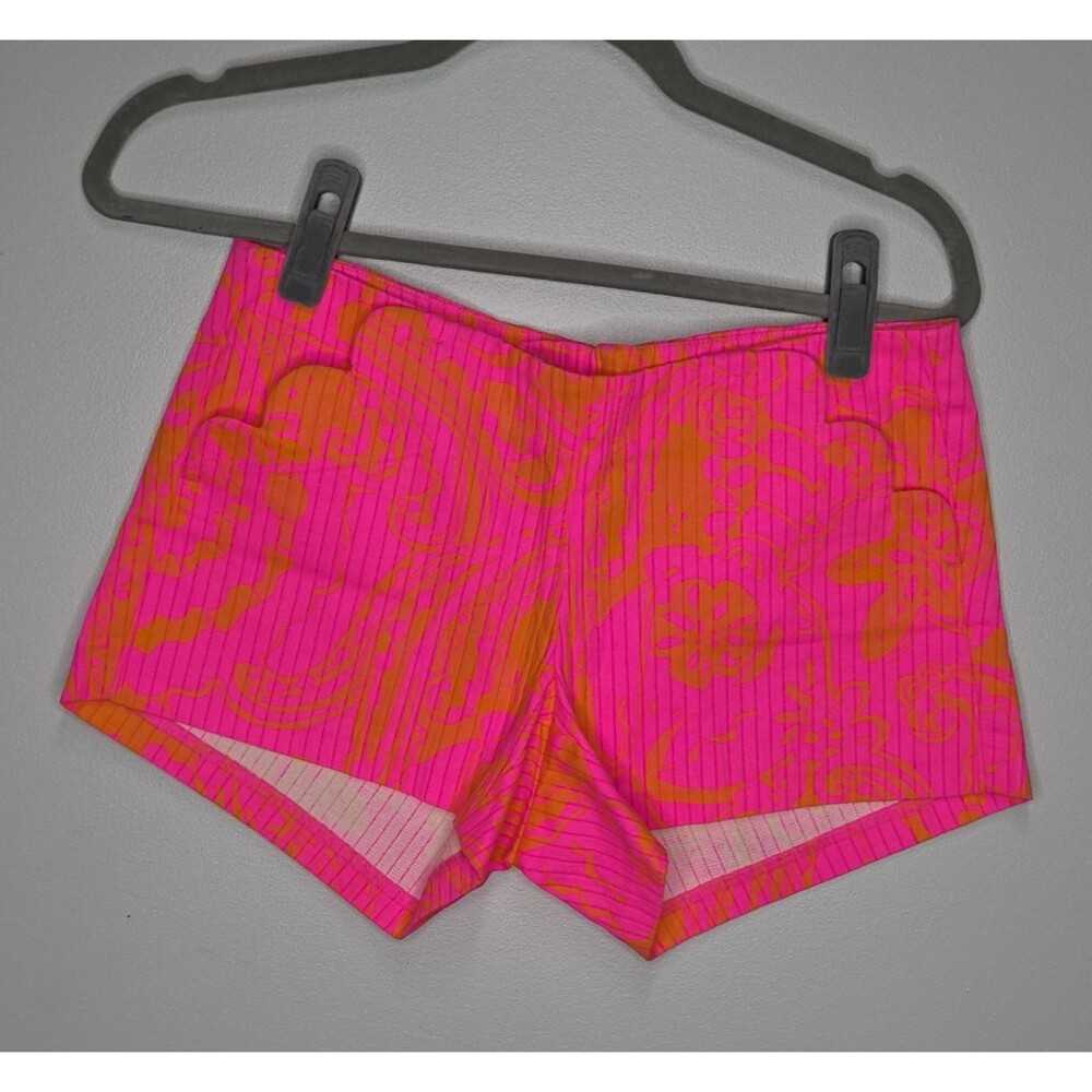 Lilly Pulitzer Liza Shorts Size 00 Pop Pink Seaesta Neon Orange Corduroy Scallop